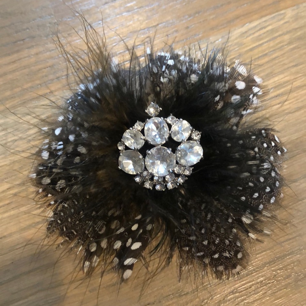 Plume Black and White Brooch